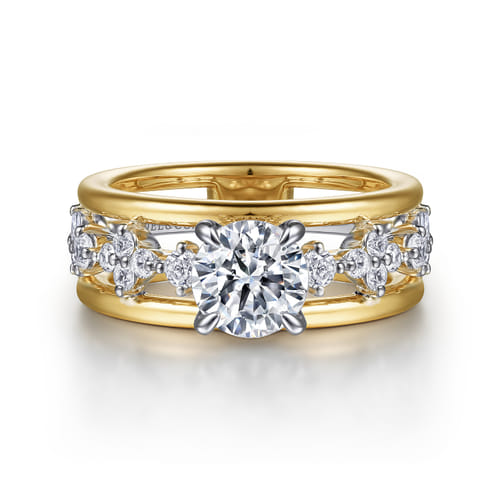 14K White-Yellow Gold Round Diamond Engagement Ring