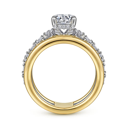 14K White-Yellow Gold Round Diamond Engagement Ring