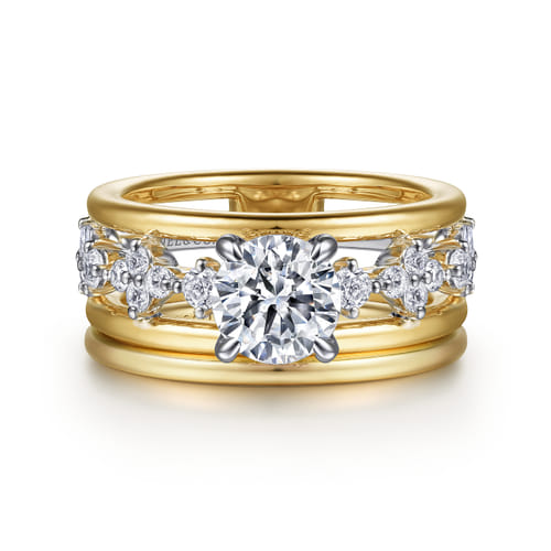 14K White-Yellow Gold Round Diamond Engagement Ring
