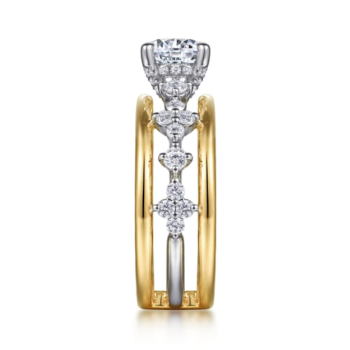 14K White-Yellow Gold Round Diamond Engagement Ring