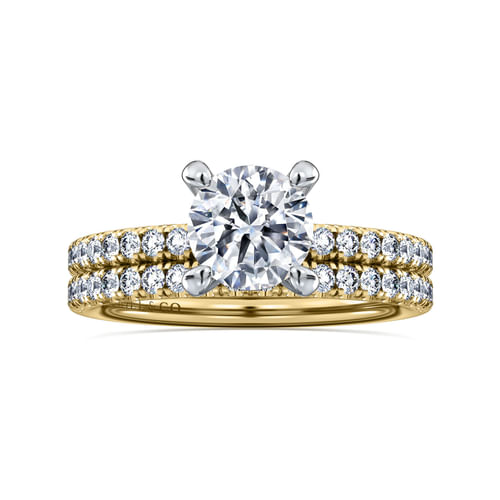 14K White-Yellow Gold Round Diamond Engagement Ring
