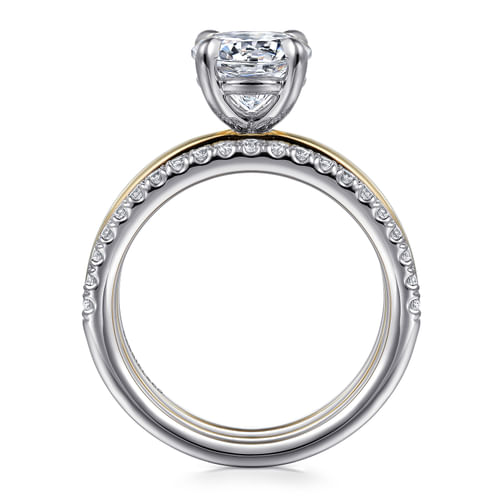 14K White-Yellow Gold Round Diamond Engagement Ring