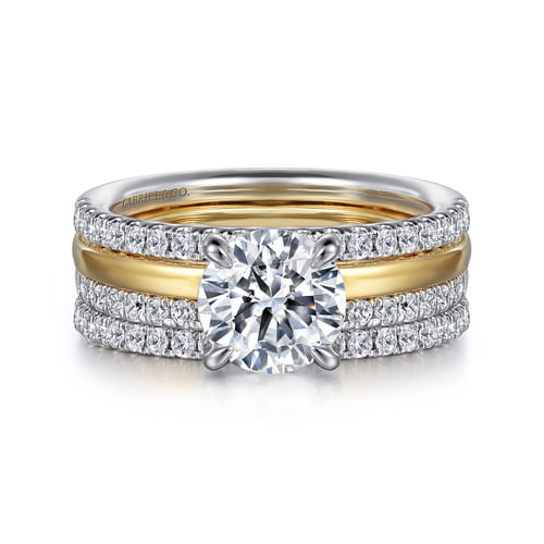 14K White-Yellow Gold Round Diamond Engagement Ring