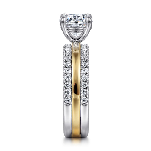 14K White-Yellow Gold Round Diamond Engagement Ring