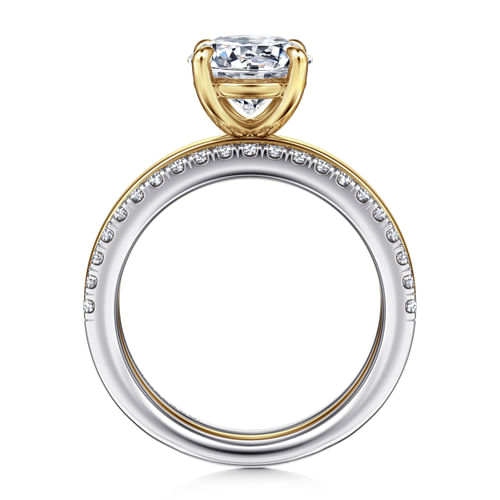 14K White-Yellow Gold Round Diamond Engagement Ring