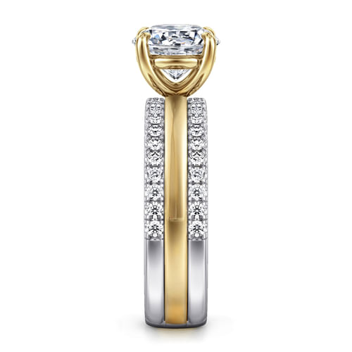 14K White-Yellow Gold Round Diamond Engagement Ring