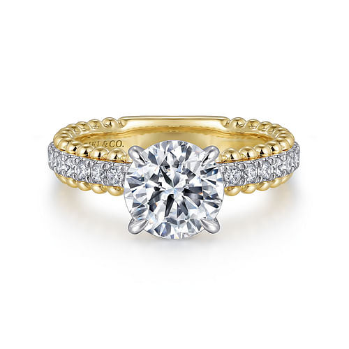 14K White-Yellow Gold Round Diamond Engagement Ring