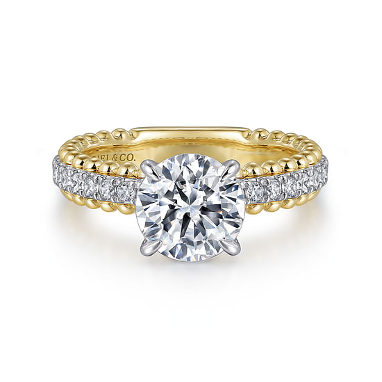 Gabriel - 14K White-Yellow Gold Round Diamond Engagement Ring