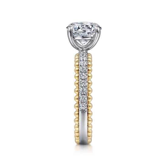 14K White-Yellow Gold Round Diamond Engagement Ring angle 5