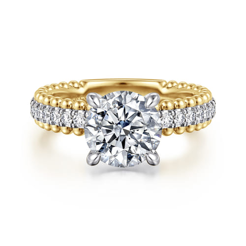 14K White-Yellow Gold Round Diamond Engagement Ring