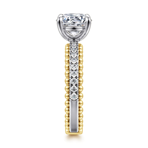 14K White-Yellow Gold Round Diamond Engagement Ring