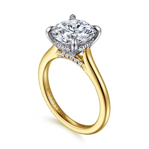 14K White-Yellow Gold Round Diamond Engagement Ring