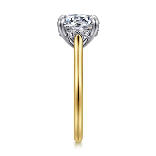 14K White-Yellow Gold Round Diamond Engagement Ring