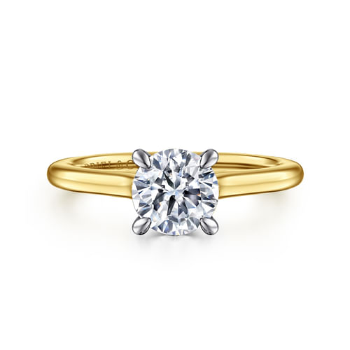 14K White-Yellow Gold Round Diamond Engagement Ring