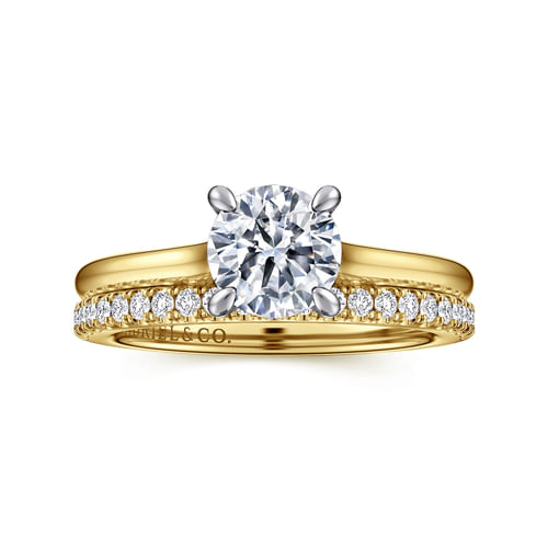 14K White-Yellow Gold Round Diamond Engagement Ring