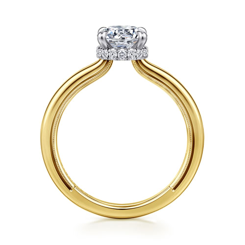 14K White-Yellow Gold Round Diamond Engagement Ring