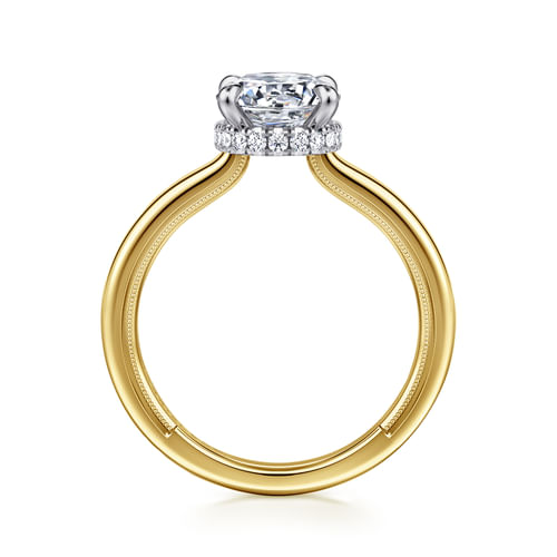 14K White-Yellow Gold Round Diamond Engagement Ring