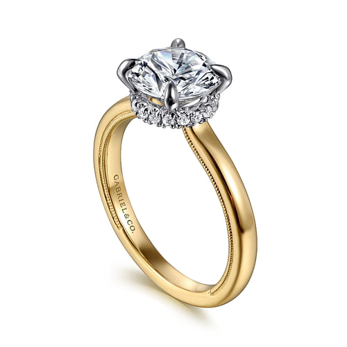 14K White-Yellow Gold Round Diamond Engagement Ring