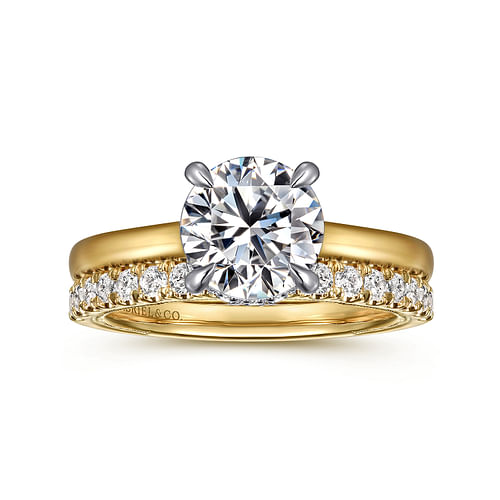 14K White-Yellow Gold Round Diamond Engagement Ring