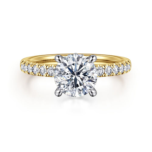 14K White-Yellow Gold Round Diamond Engagement Ring