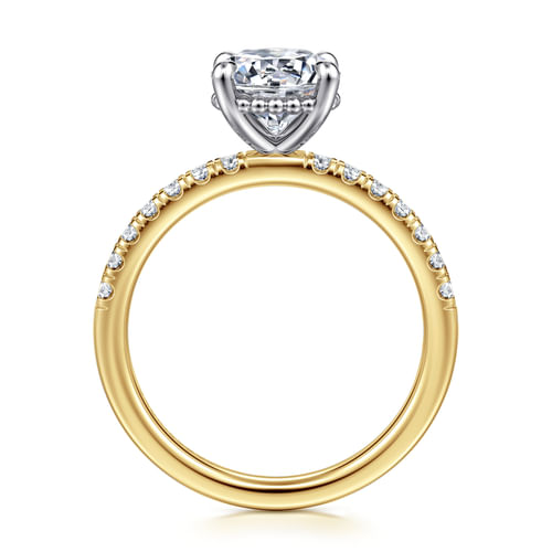 14K White-Yellow Gold Round Diamond Engagement Ring