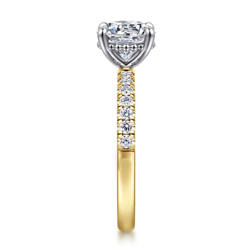 14K White-Yellow Gold Round Diamond Engagement Ring