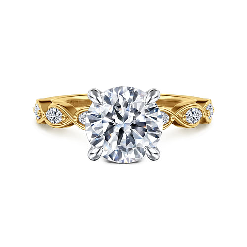 14K White-Yellow Gold Round Diamond Engagement Ring
