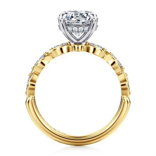 14K White-Yellow Gold Round Diamond Engagement Ring