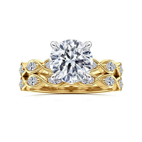 14K White-Yellow Gold Round Diamond Engagement Ring