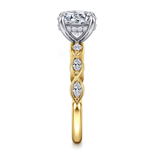 14K White-Yellow Gold Round Diamond Engagement Ring