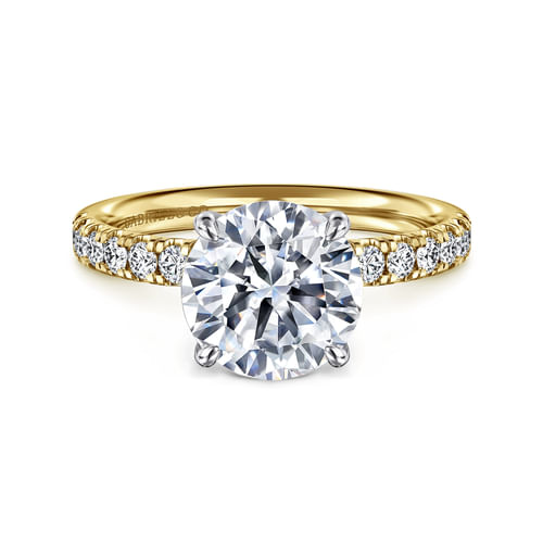 14K White-Yellow Gold Round Diamond Engagement Ring
