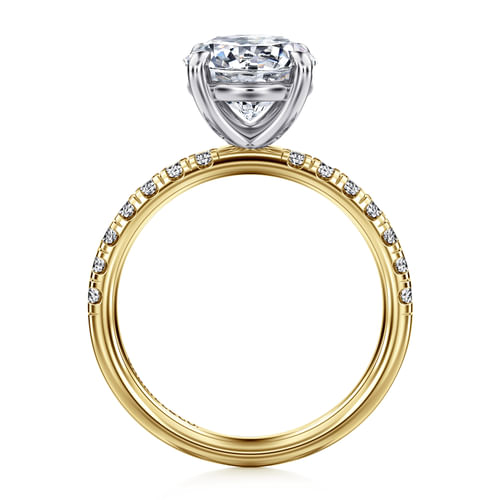 14K White-Yellow Gold Round Diamond Engagement Ring
