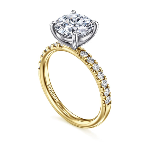 14K White-Yellow Gold Round Diamond Engagement Ring