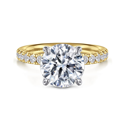 14K White-Yellow Gold Round Diamond Engagement Ring
