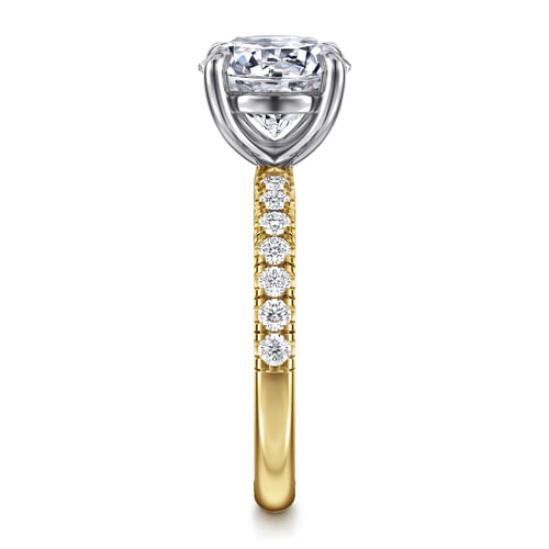 14K White-Yellow Gold Round Diamond Engagement Ring