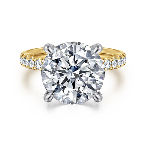 14K White-Yellow Gold Round Diamond Engagement Ring