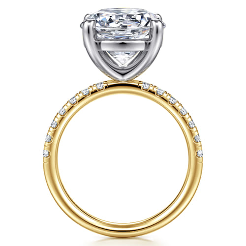 14K White-Yellow Gold Round Diamond Engagement Ring