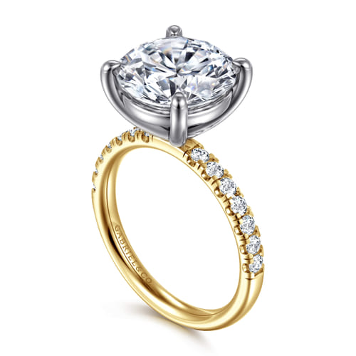 14K White-Yellow Gold Round Diamond Engagement Ring