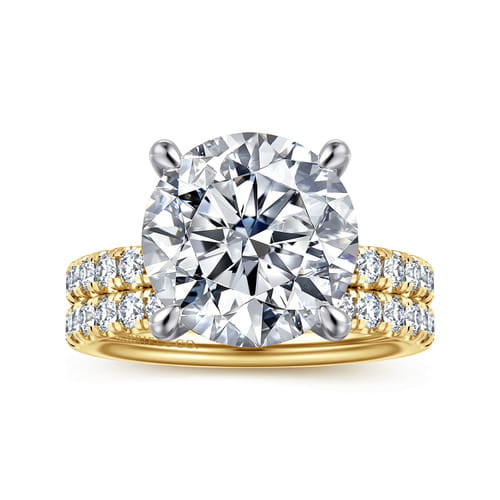 14K White-Yellow Gold Round Diamond Engagement Ring