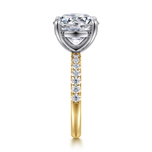 14K White-Yellow Gold Round Diamond Engagement Ring