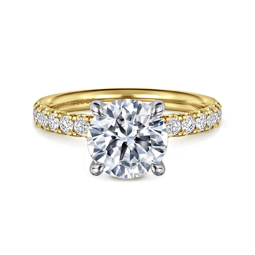 14K White-Yellow Gold Round Diamond Engagement Ring