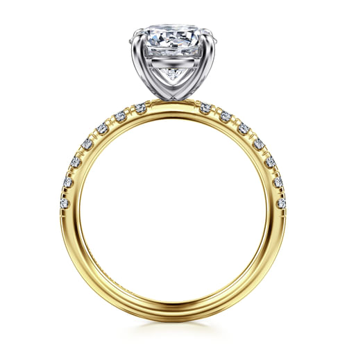 14K White-Yellow Gold Round Diamond Engagement Ring