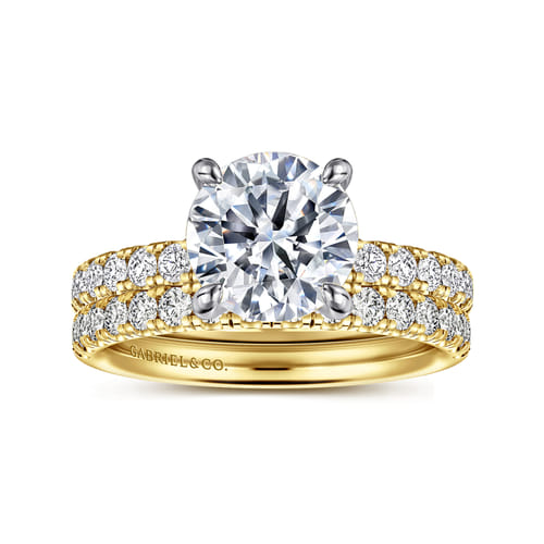 14K White-Yellow Gold Round Diamond Engagement Ring