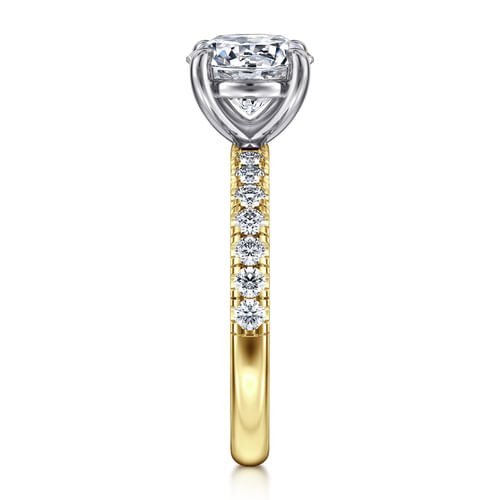 14K White-Yellow Gold Round Diamond Engagement Ring