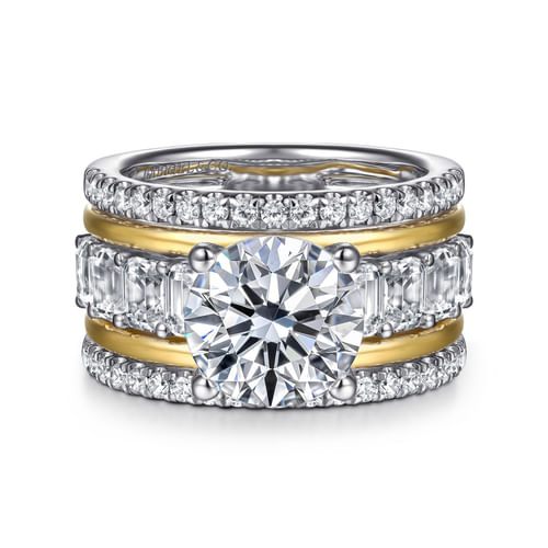 14K White-Yellow Gold Round Diamond Engagement Ring