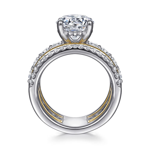 14K White-Yellow Gold Round Diamond Engagement Ring