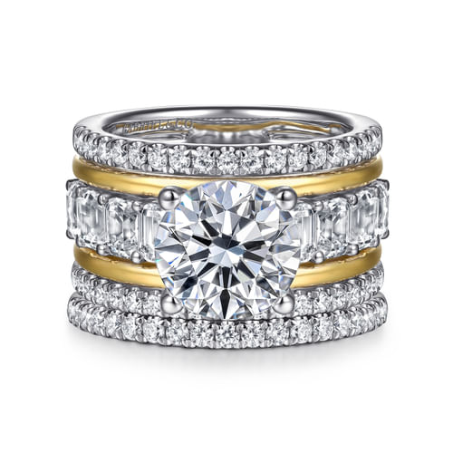 14K White-Yellow Gold Round Diamond Engagement Ring