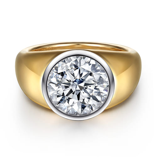 14K White-Yellow Gold Round Diamond Engagement Ring