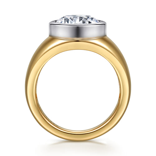 14K White-Yellow Gold Round Diamond Engagement Ring