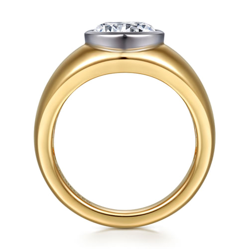 14K White-Yellow Gold Round Diamond Engagement Ring